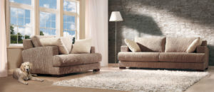 A modern living room with comfortable looking sofas.