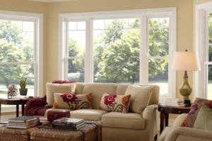 Furnished living room with energy star windows