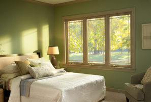 Casement windows in a bedroom